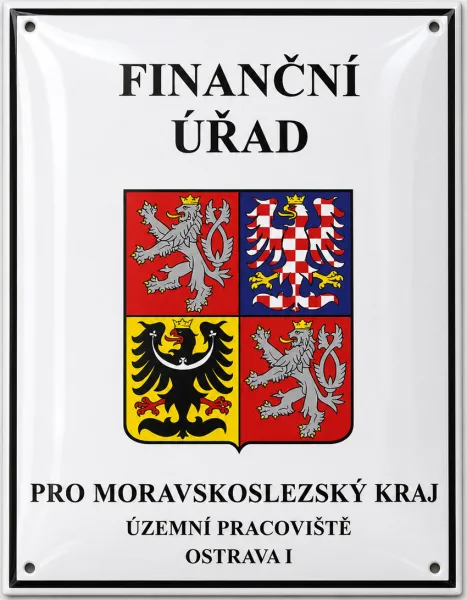 Smaltovaná cedule pro finanční úřad O-istitut 8